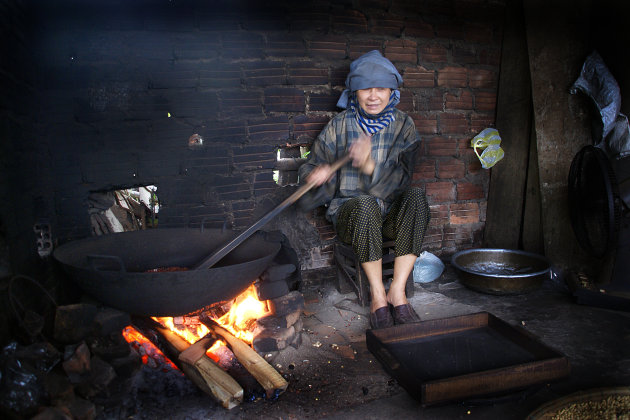 Koffie branden in Vietnam