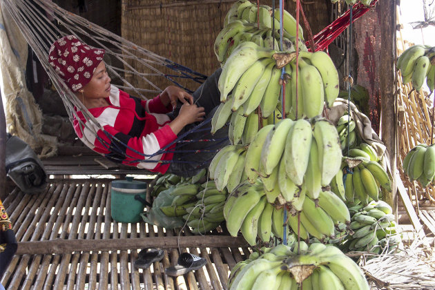 Liggende bananen verkoop