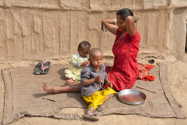 Familie tafereeltje Nepal