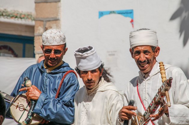 Vrolijke muzikanten in Essouira