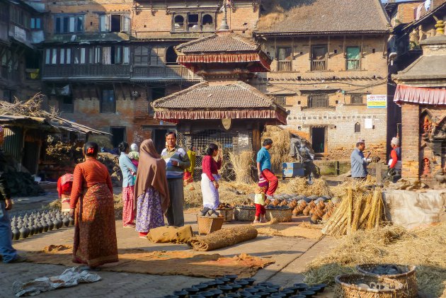 Het pottenbakkersplein in Bhaktapur