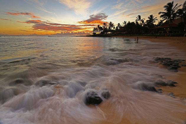 Ondergaande zon op Hawaii