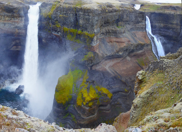 Overnachten bij de Haifoss. 