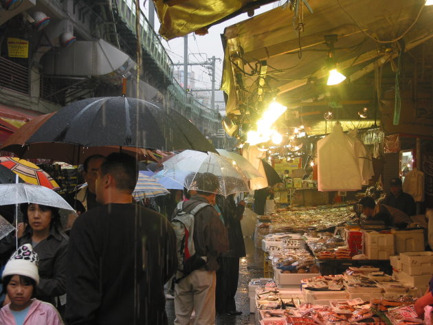 markt in de regen