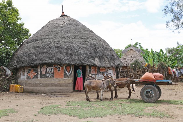 Kleurrijkke huizen van de Alaba stam