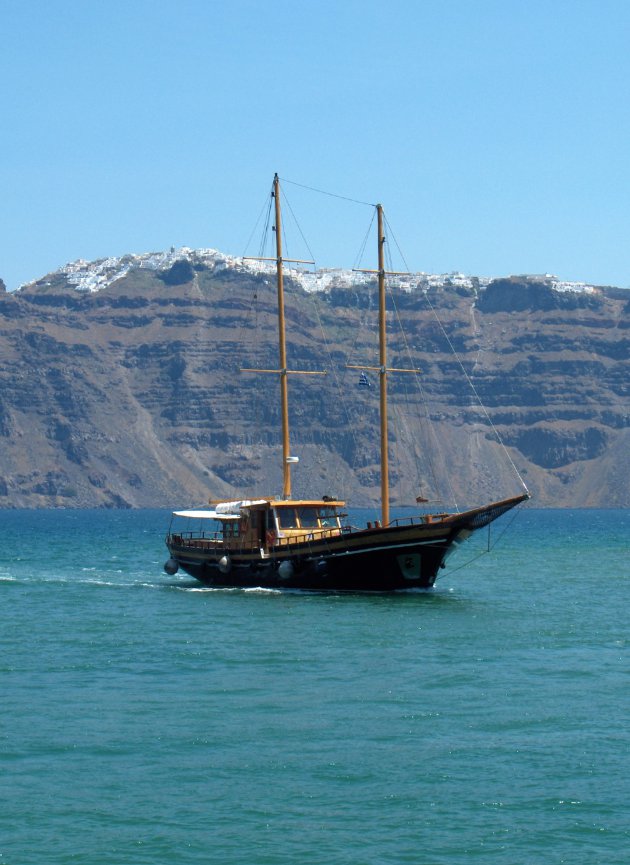 De caldera van Santorini