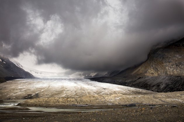 Storm boven de Athabasca gletsjer