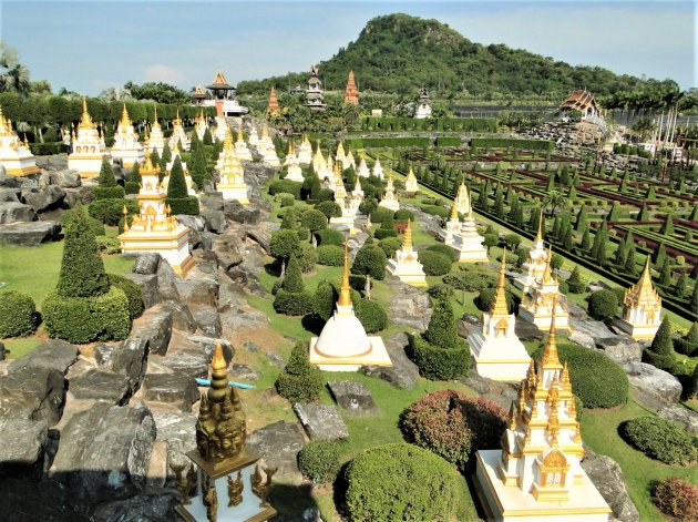 Mini Pagoda's in Tropical Garden.