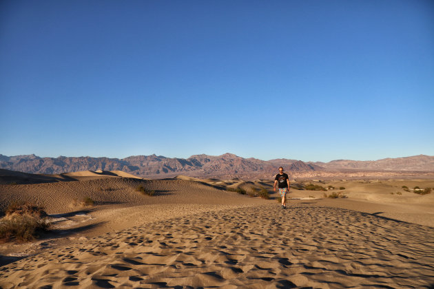 Zonsondergang bij Mesquite Flat Sand Dunes