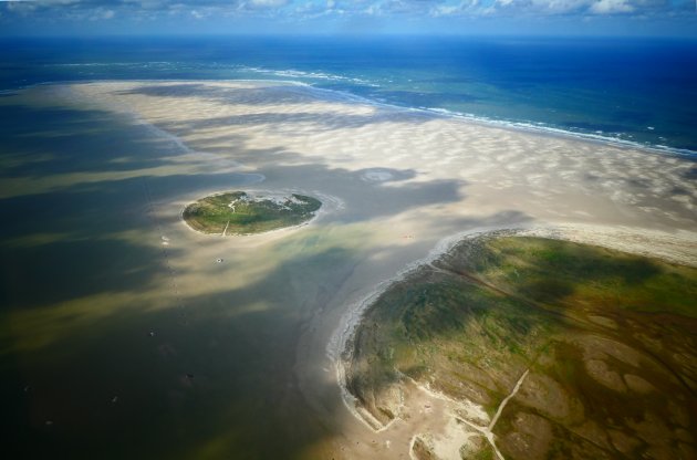 Zandbank met eilandjes