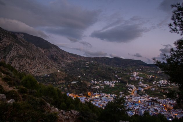 Chefchaouen bij zonsondergang.