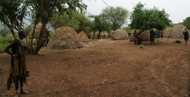 Mursi dorp.