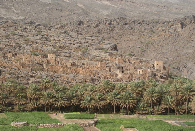 Verlaten dorpje onderweg naar Jebel Shams
