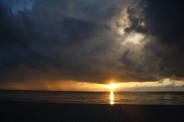 Sunrise with thunderstorm