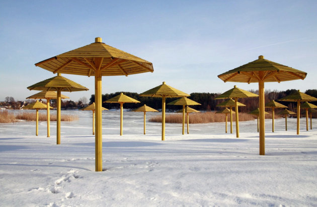 Blue Lake in de sneeuw