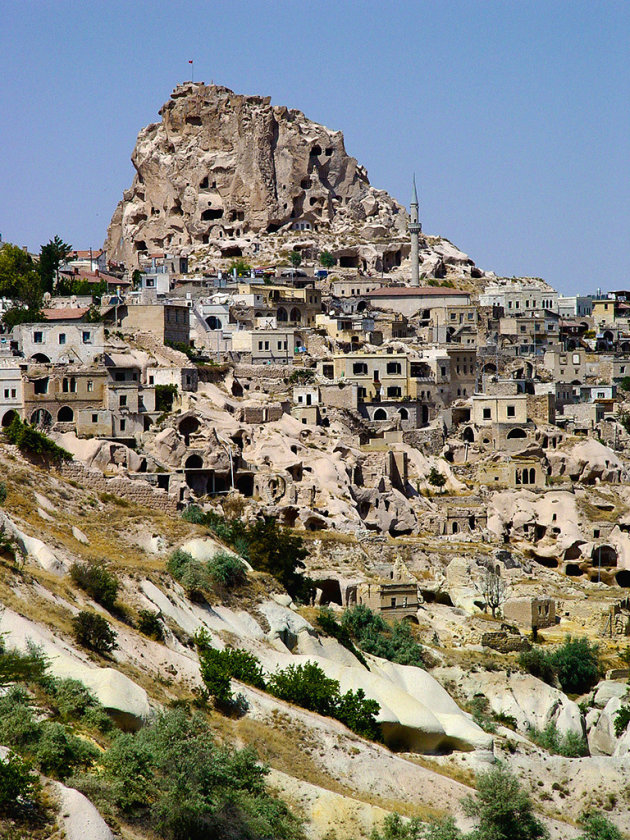 Architectonische en natuurlijke rotswoningen cappadocië