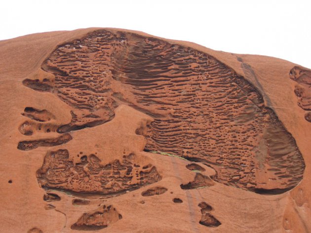 Aparte close-up van een gedeelte van Uluru