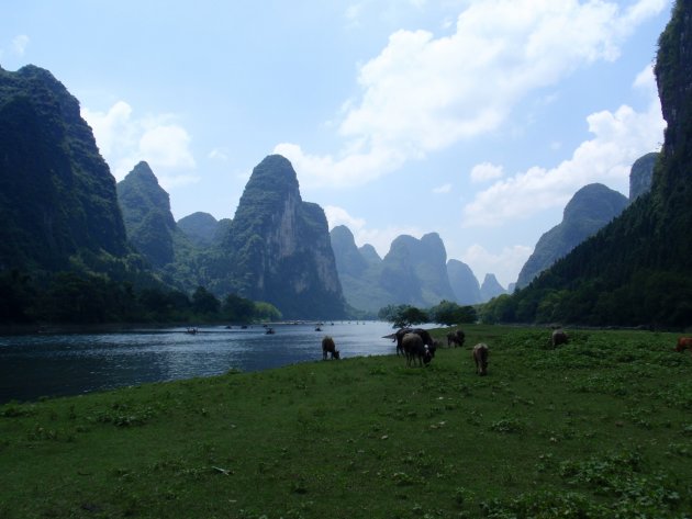 De oevers van de Lijiang rivier