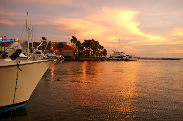 Setting sun on the Marina