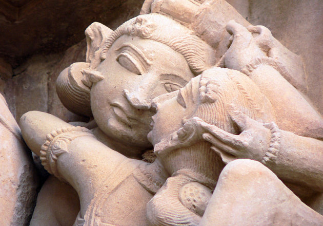 Reliëf detail van Khajuraho tempel