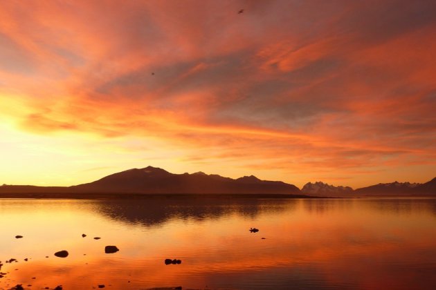 Ondergaande zon in Patagonië