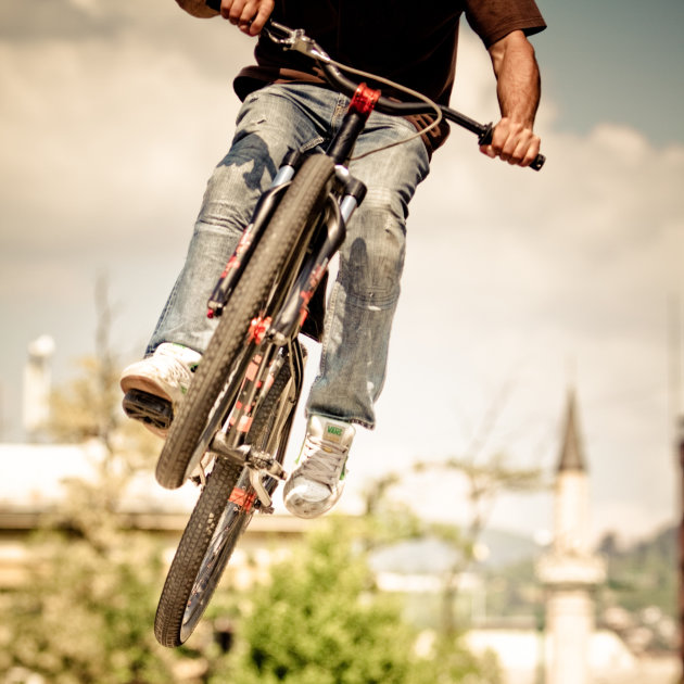 Fietsstunts in Sarajevo