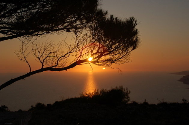 ondergaande zon op Zakynthos