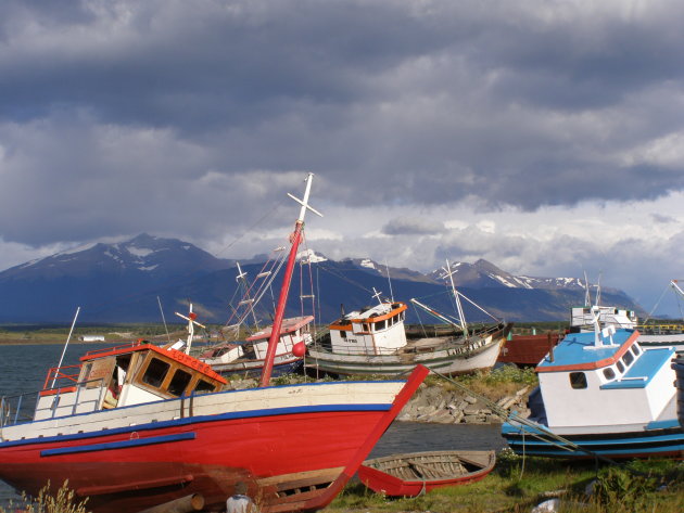 Vissersboten in Puerto Natales