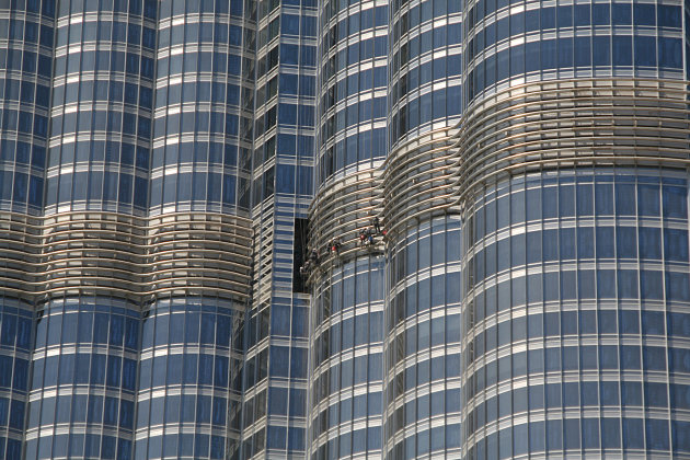 Glazenwassers bij de Burj Khalifa
