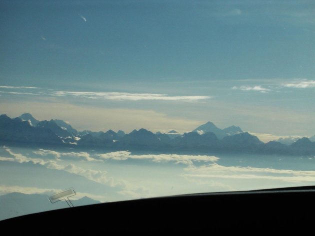 Zicht op Mt. Everest vanuit Cockpit