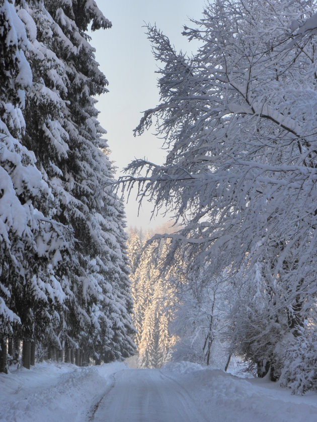 na sneeuw komt zonneschijn