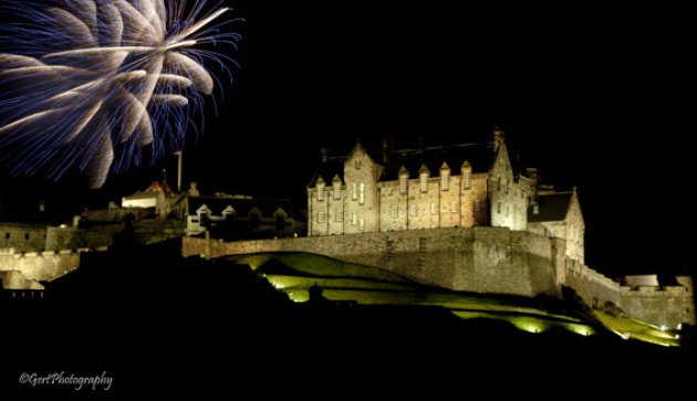 Edinburgh Castle tijdens vuurwerk show