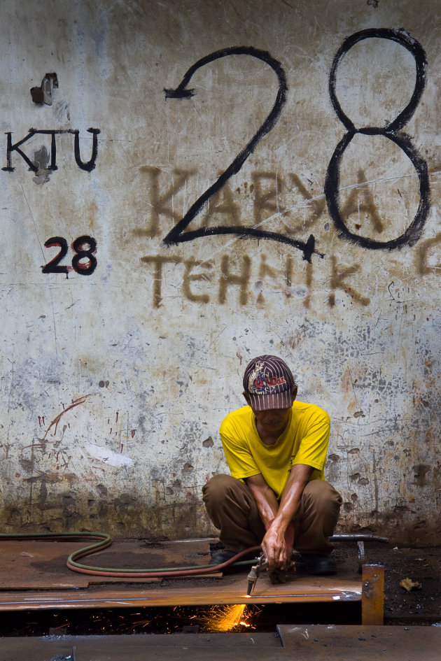 Worker in Jakarta, Indonesie