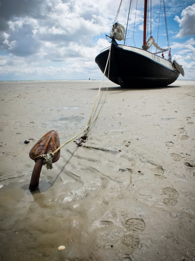 Droogvallen op de Waddenzee