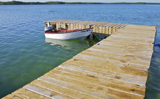 De boot om naar klein Bonaire te gaan?