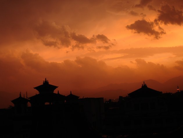 Zonsondergang in Kathmandu