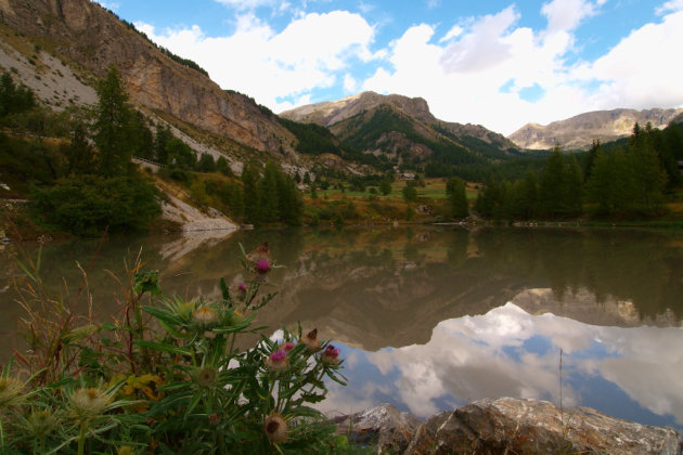 Spiegelend bergmeer