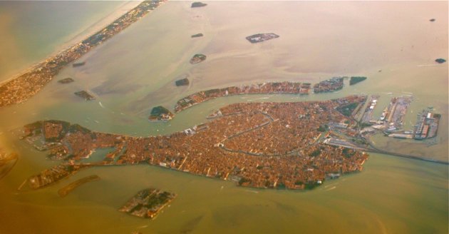 Venetië vanuit het vliegtuig.