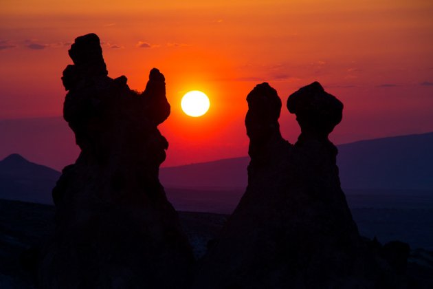 Zonsondergang in Cappadocie