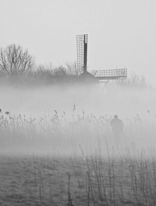 Molen in de mist.