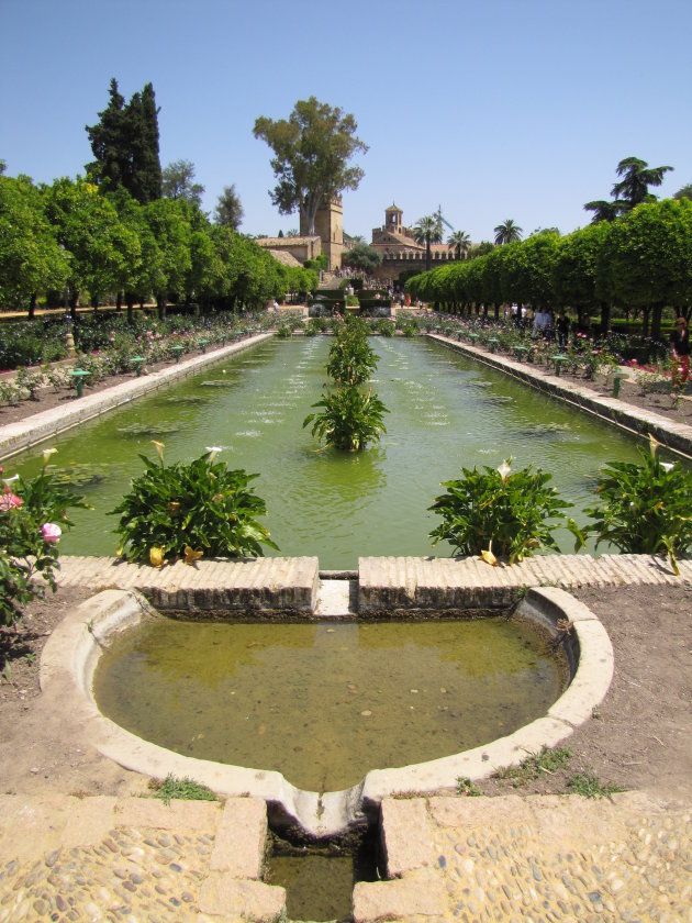 In de tuin van het Alcazar de los Reyes Católicos