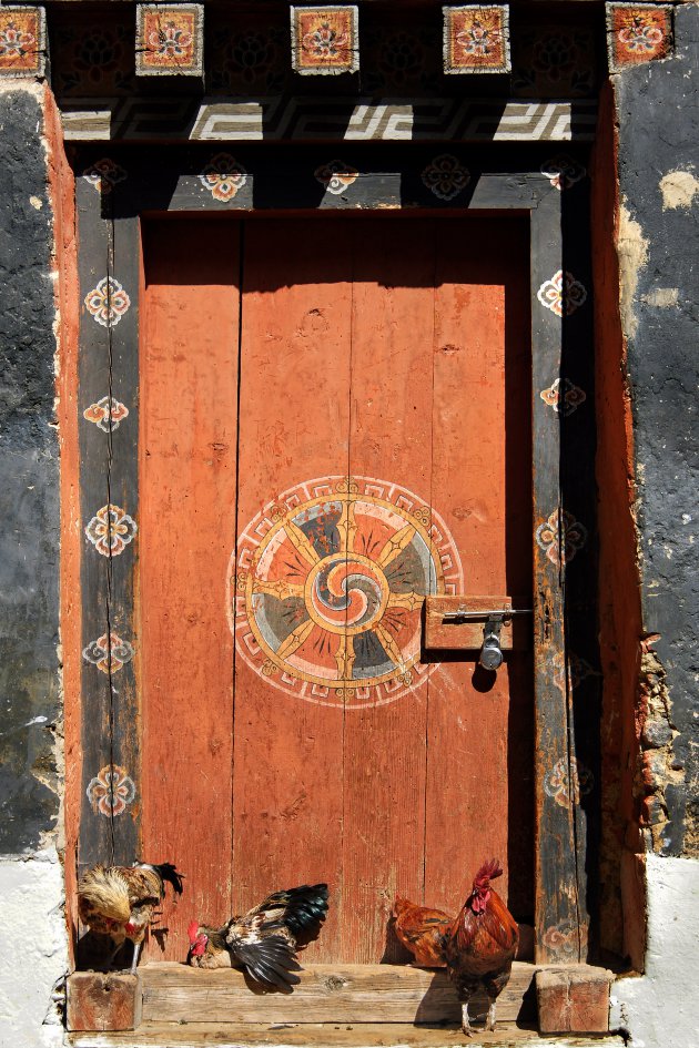 Geluk op de deur in Bhutan