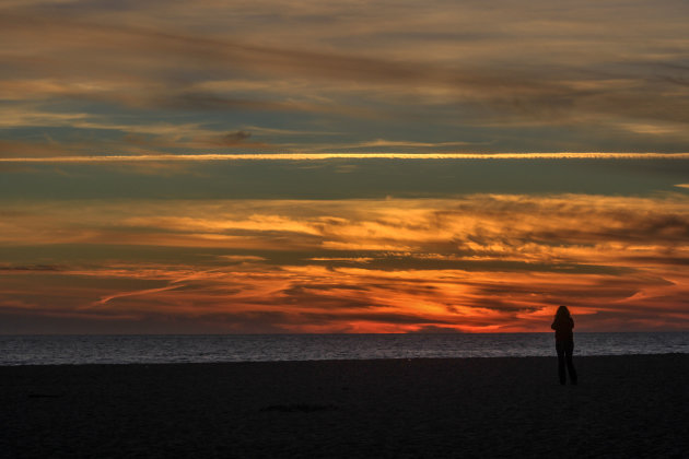 Zonsondergang, lagune Santo André