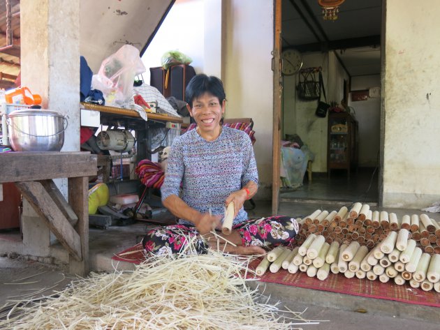 Sticky rice in bamboe