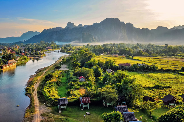 Ballooning over Vang Vieng