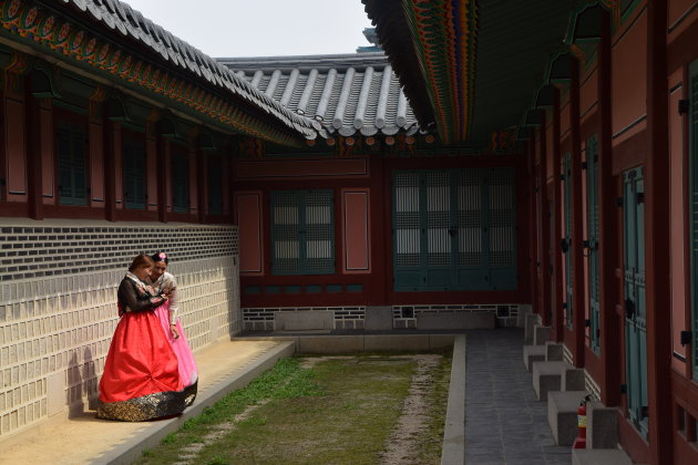 Chuseok (Zuid-Koreaanse thanksgiving) bij het Gyeongbokgung-paleis