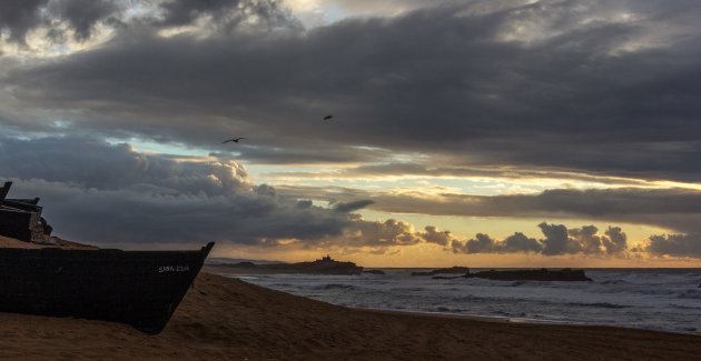 Zonsondergang op het strand van Oualidia