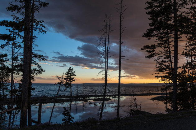 Yellowstone Lake by night