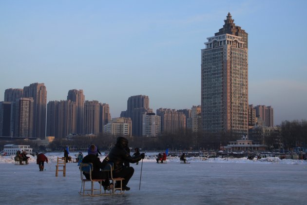 Vermaak op de Songhua rivier