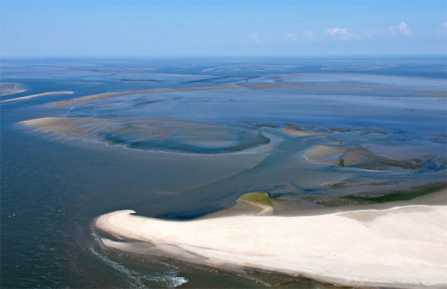 Zicht over de waddenzee vlak bij Texel